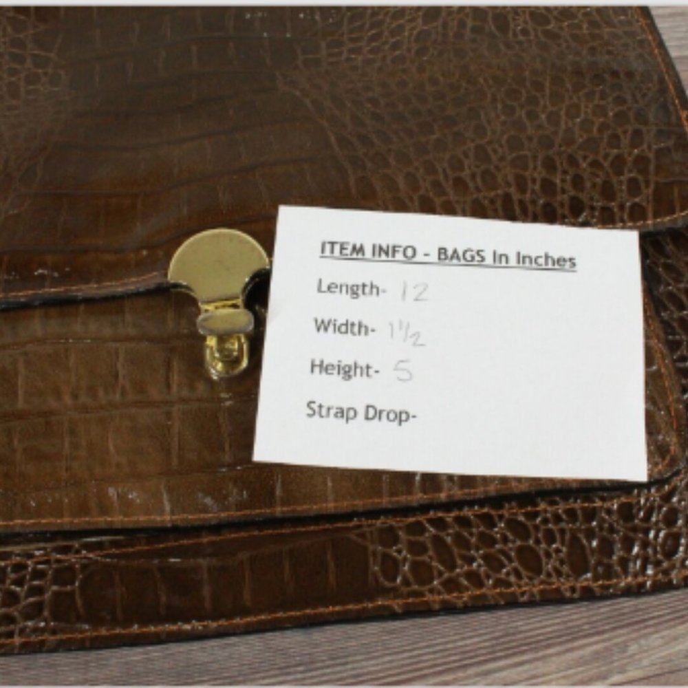 Vintage Brown Croc Leather Briefcase Document with Strap Shoulder Bag - Picture 7 of 7